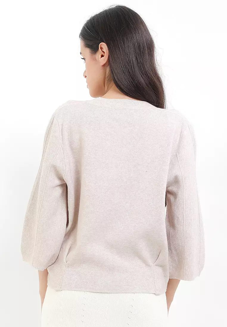 Lantern Sleeves Knit Blouse