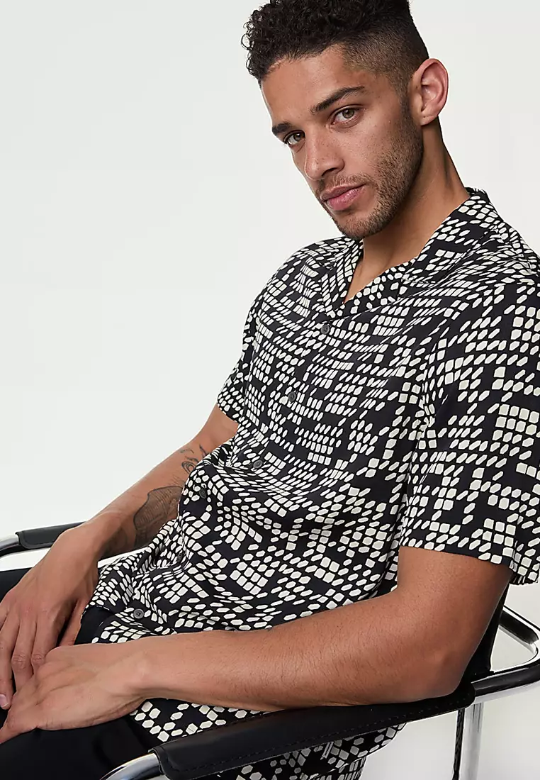 Twill Cuban Collar Shirt