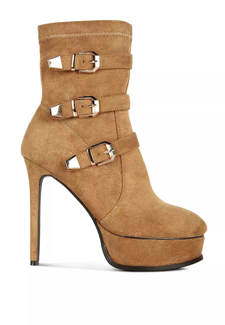 Discount on Rag & Co.  shoes - SKU: Tan High Platform Stiletto Ankle Boots