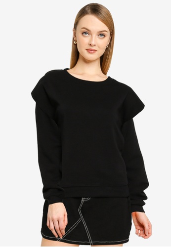 Noisy May black Asya Long Sleeves Padded Shoulders Sweater D7B1EAA30CE498GS_1