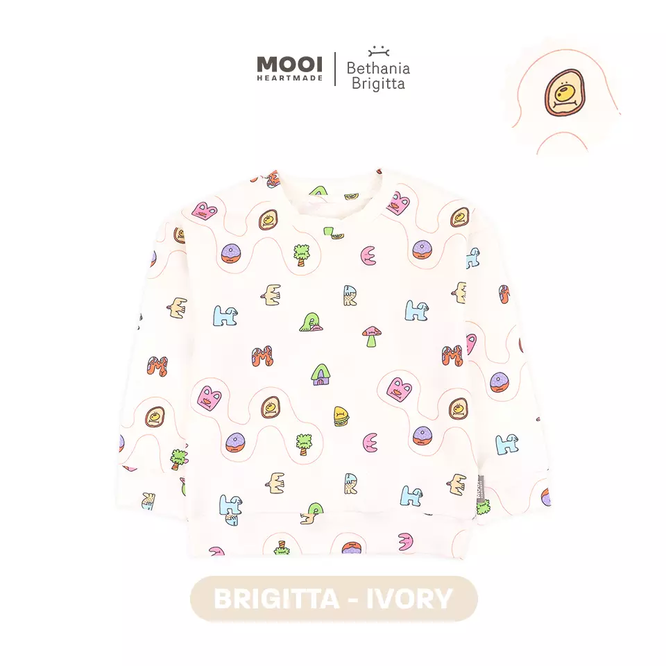 Mooi Artventure x Illustrator Printed Sweater Anak - BRIGITTA - IVORY
