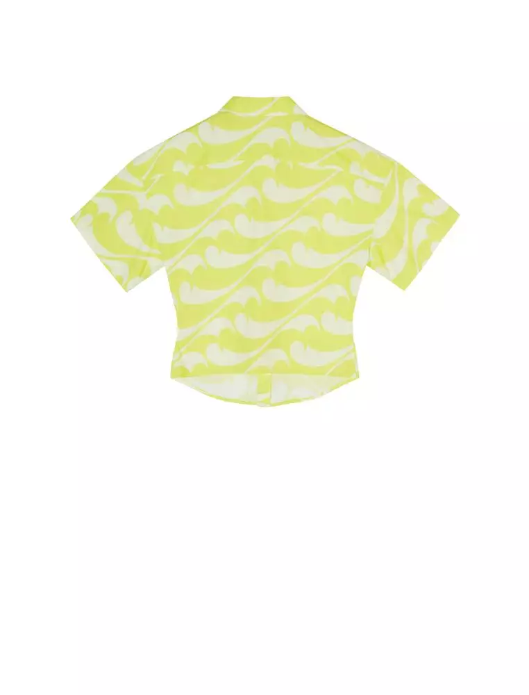海浪印花通勤短袖襯衣