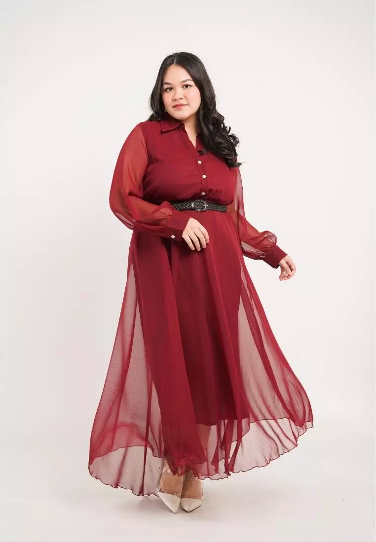 Plus Size Party Dress Lunar Maroon
