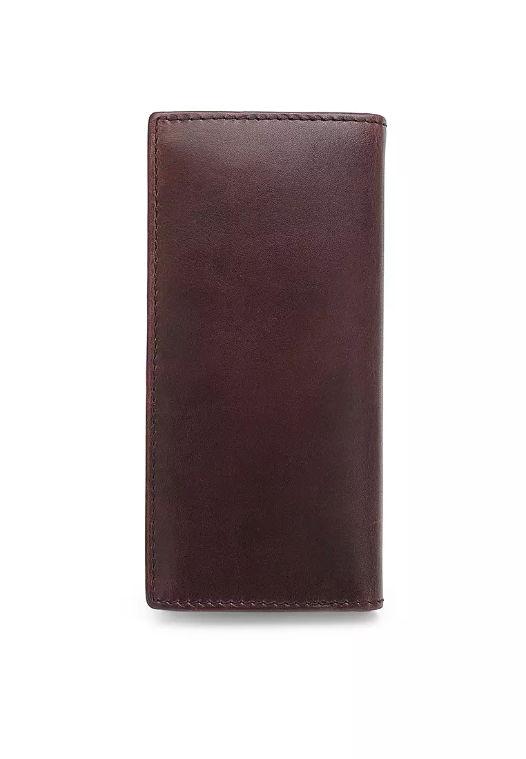 Genuine Leather RFID Blocking Long Wallet - Brown