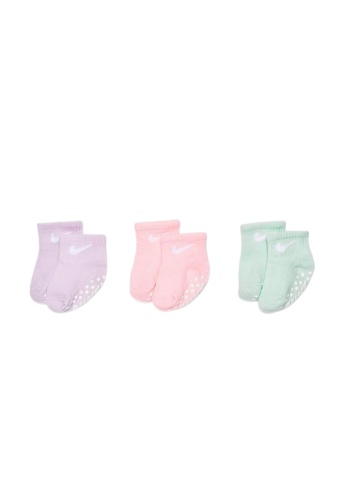 Nike multi Nike Girl Newborn's 3 Pack Ankle Socks (6 - 12 Months) - Doll 84426KA076CEA3GS_1