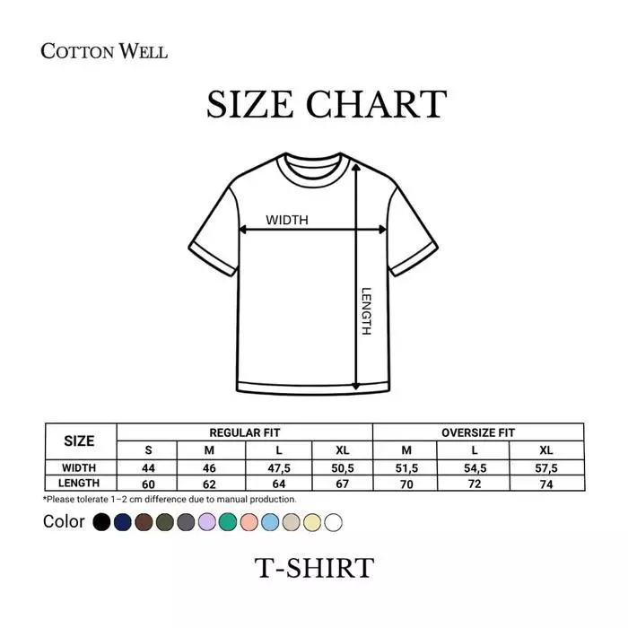 Cotton Well T-Shirt Oversized Fit | Kaos Santai Polos Katun Combed