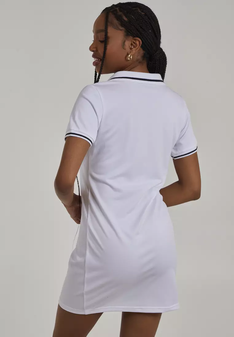 Pink Vanilla White Sports Stripe Tennis Dress