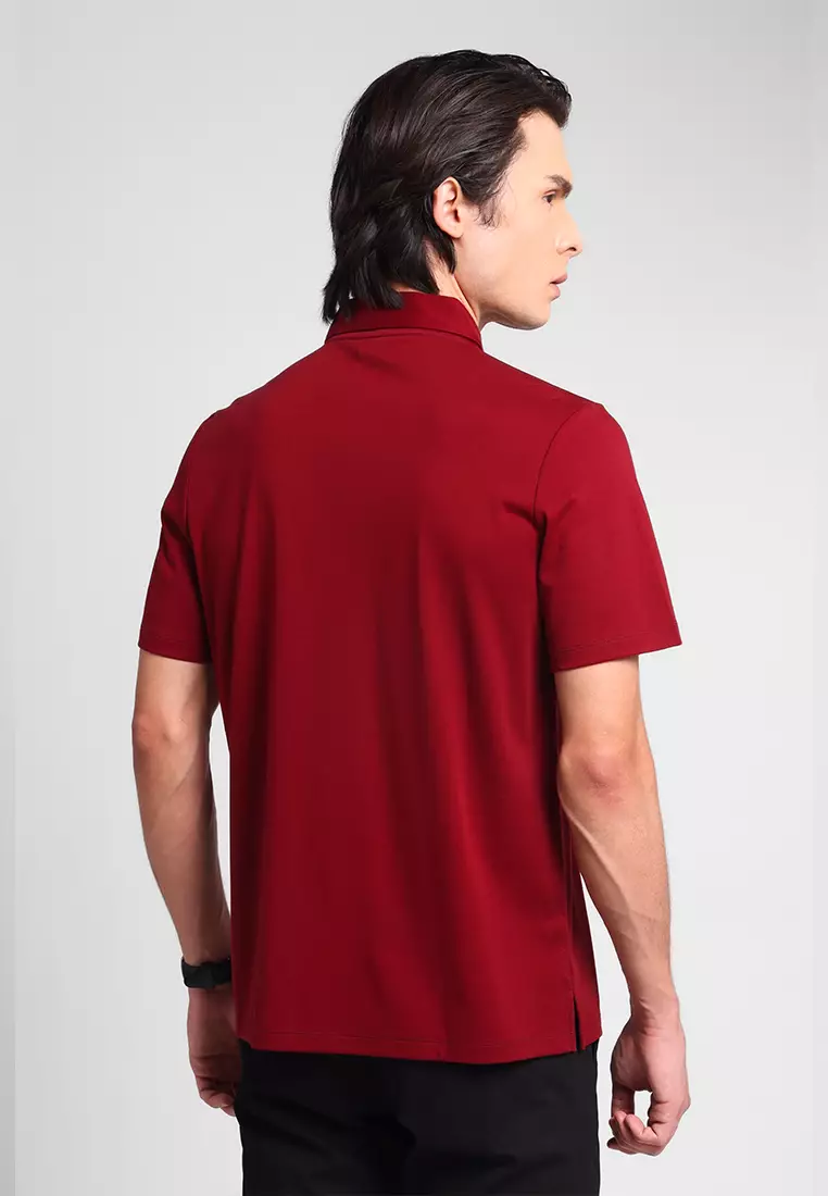 MANZONE - Polo Shirt Lengan Pendek Pria Otto 06 - Maroon Warna Maroon
