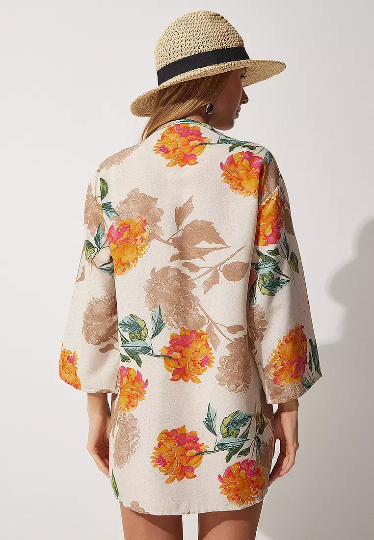 Patterned Beach Kimono Cardigan