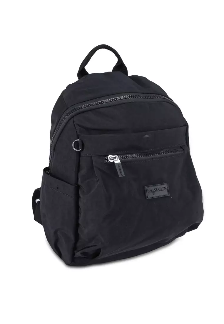 Crinkled Nylon Small Backpack