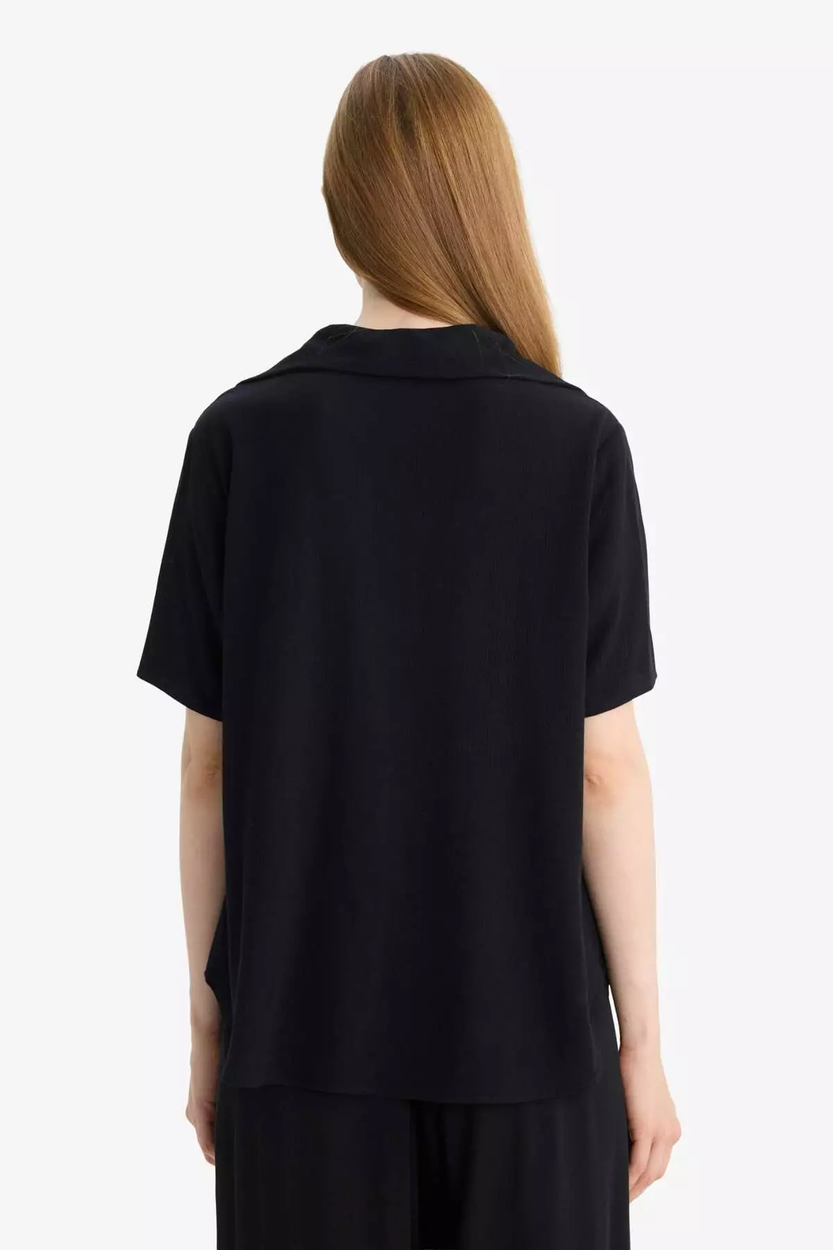 Regular Fit Crinkle Viscose Short Sleeve Shirt F5835Ax25Sm