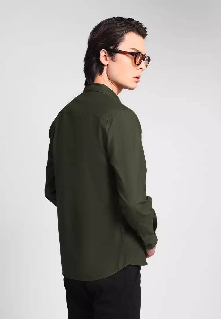 Manzone Kemeja Lengan Panjang FOXY- OLIVE