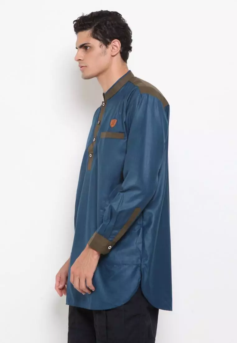 Zayidan Baju Koko Gamis Muslim Pria Hanafi - Hijau Tosca