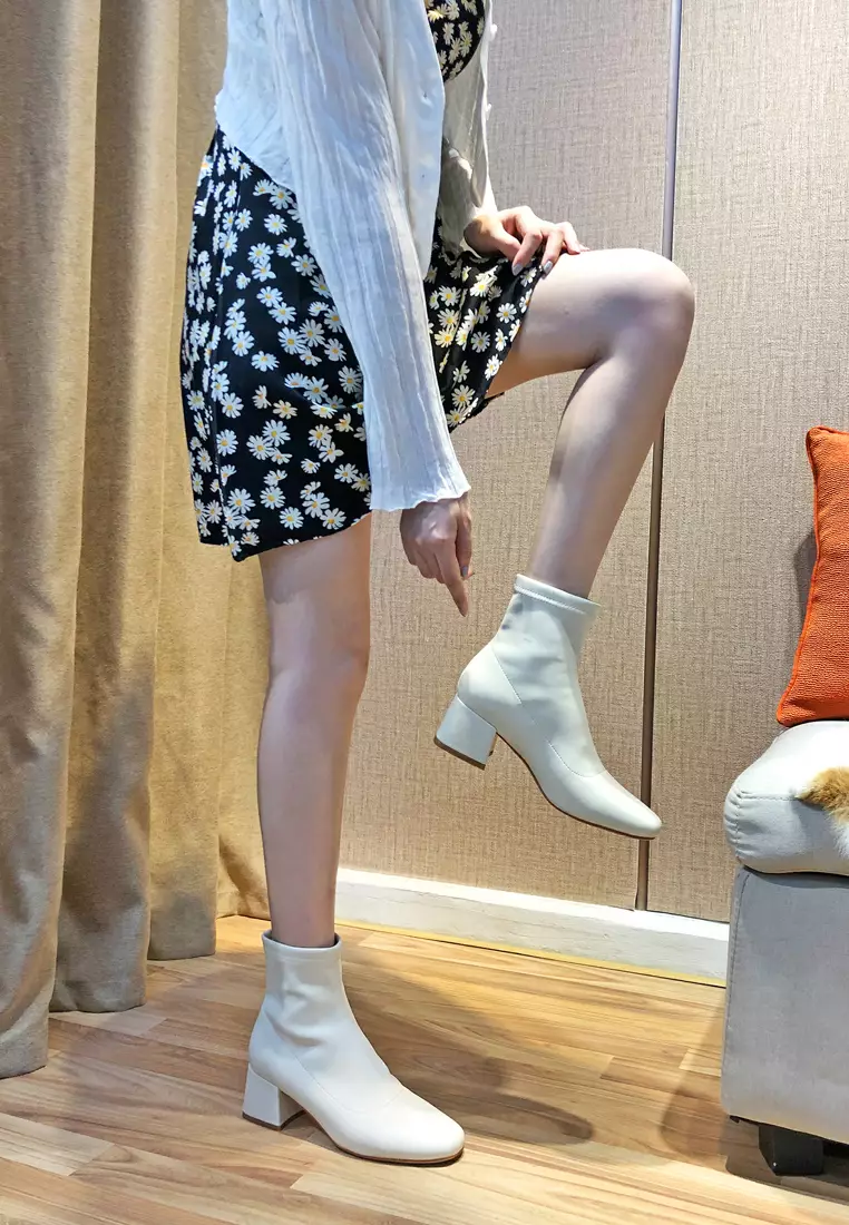 Synthetic Leather Mid Ankle Boots 2151 1