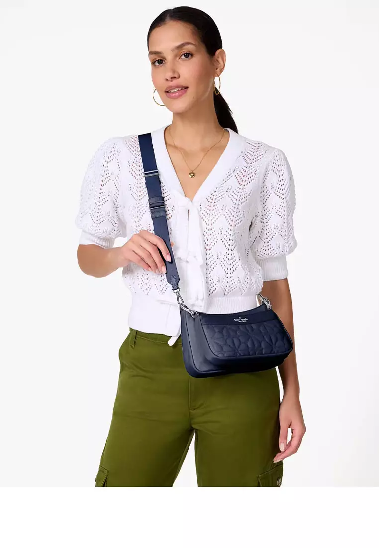 Duet Spade Flower Quilted Nylon Crossbody