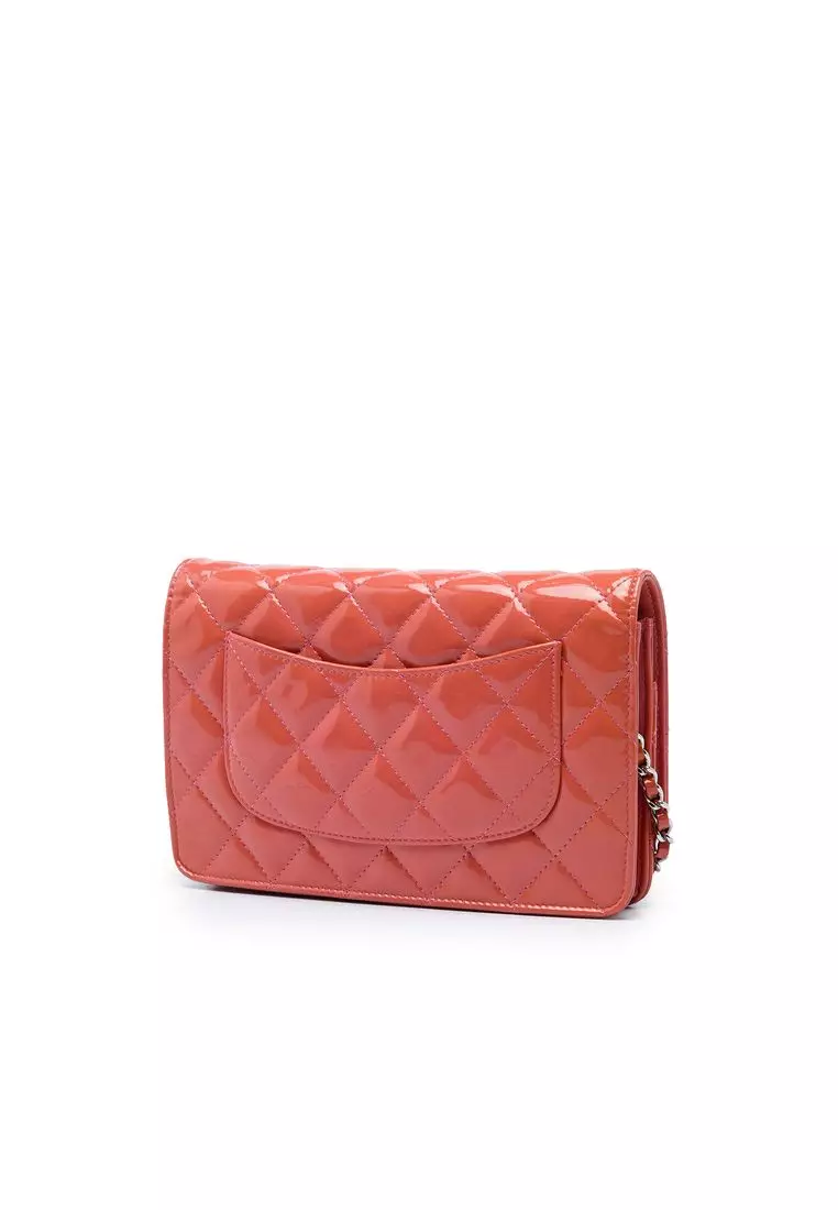 Pre-Loved Chanel Cc Quilted Patent Wallet On Chain