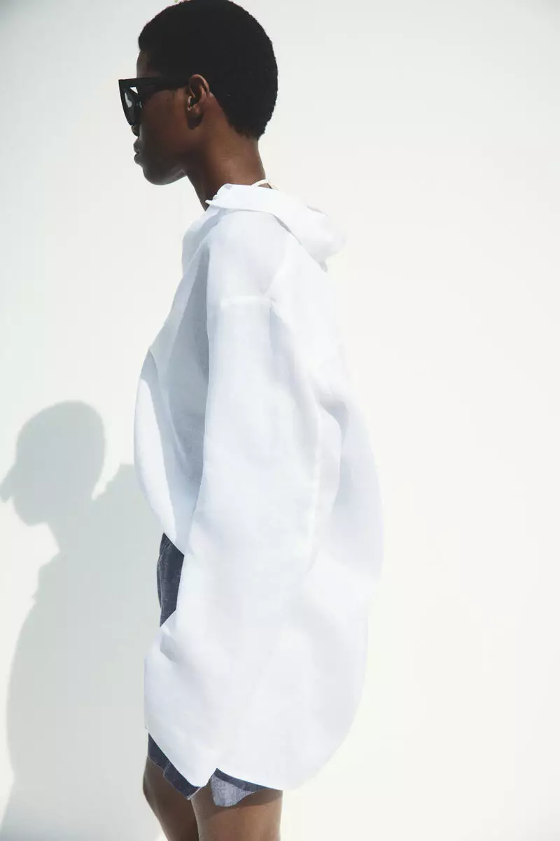 Linen-blend paper bag shorts