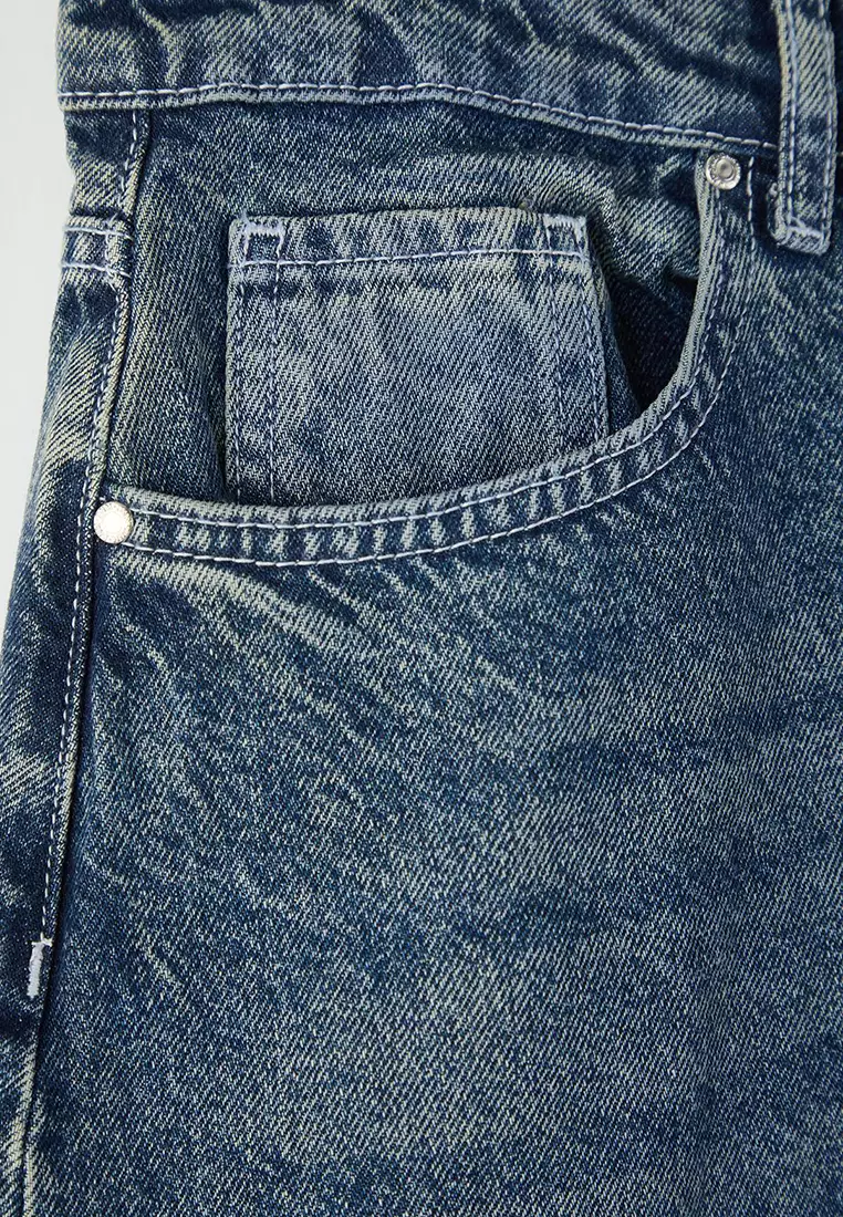 Blue High Waist Barrel Baggy 100% Cotton Non-Stretch Plus Size Jeans Tbbaw26Cj00043