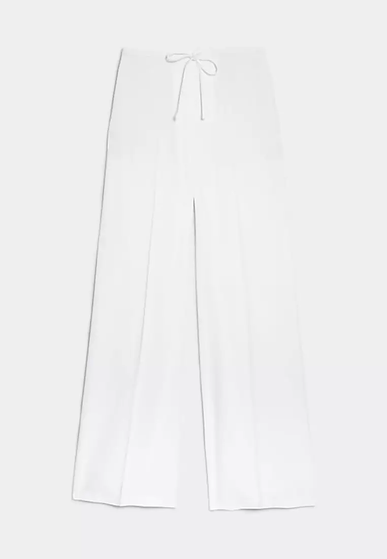 Crepe Elasticated Waist Wide Leg Trousers