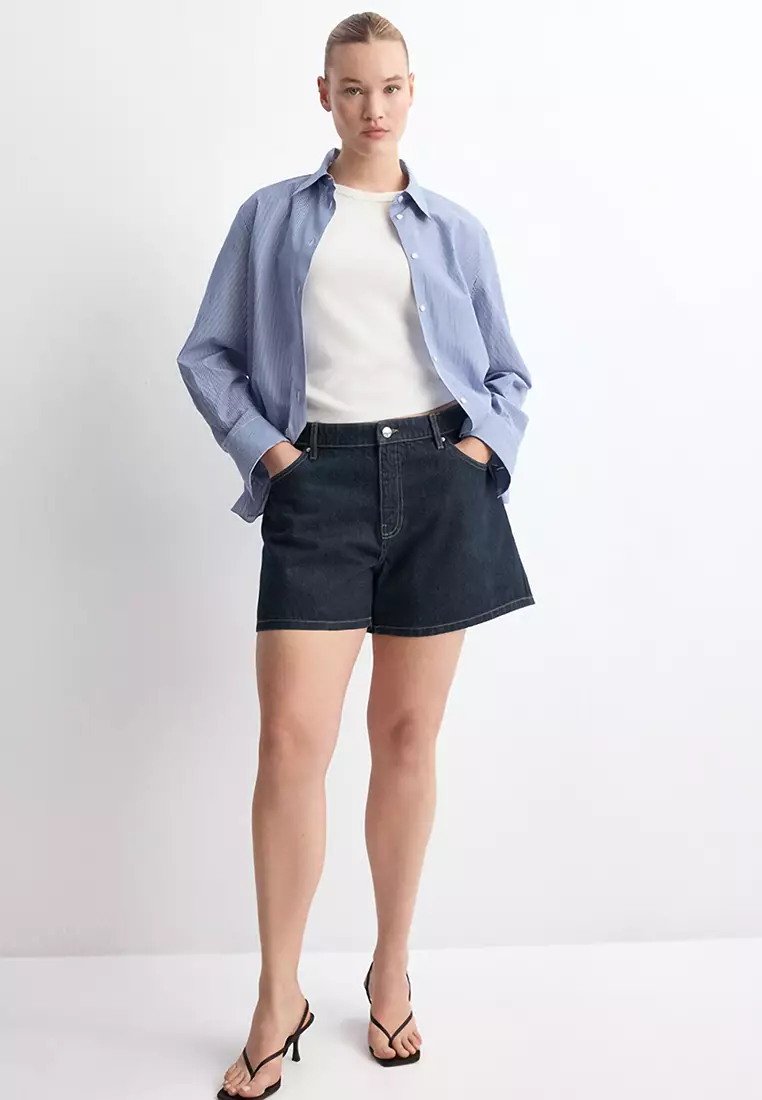 Straight Mid-Rise Denim Shorts