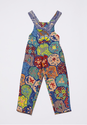 YeoMama Batik blue and multi and navy Candyland Long Overalls 89F7FKA647A935GS_1