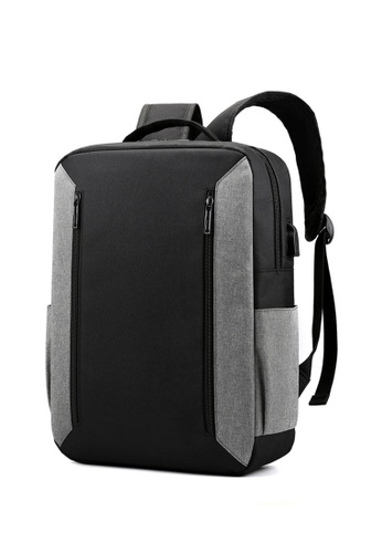 Lara black and grey Men's Latest Large Volume Business Laptop Backpack - Grey B0C81AC7349425GS_1