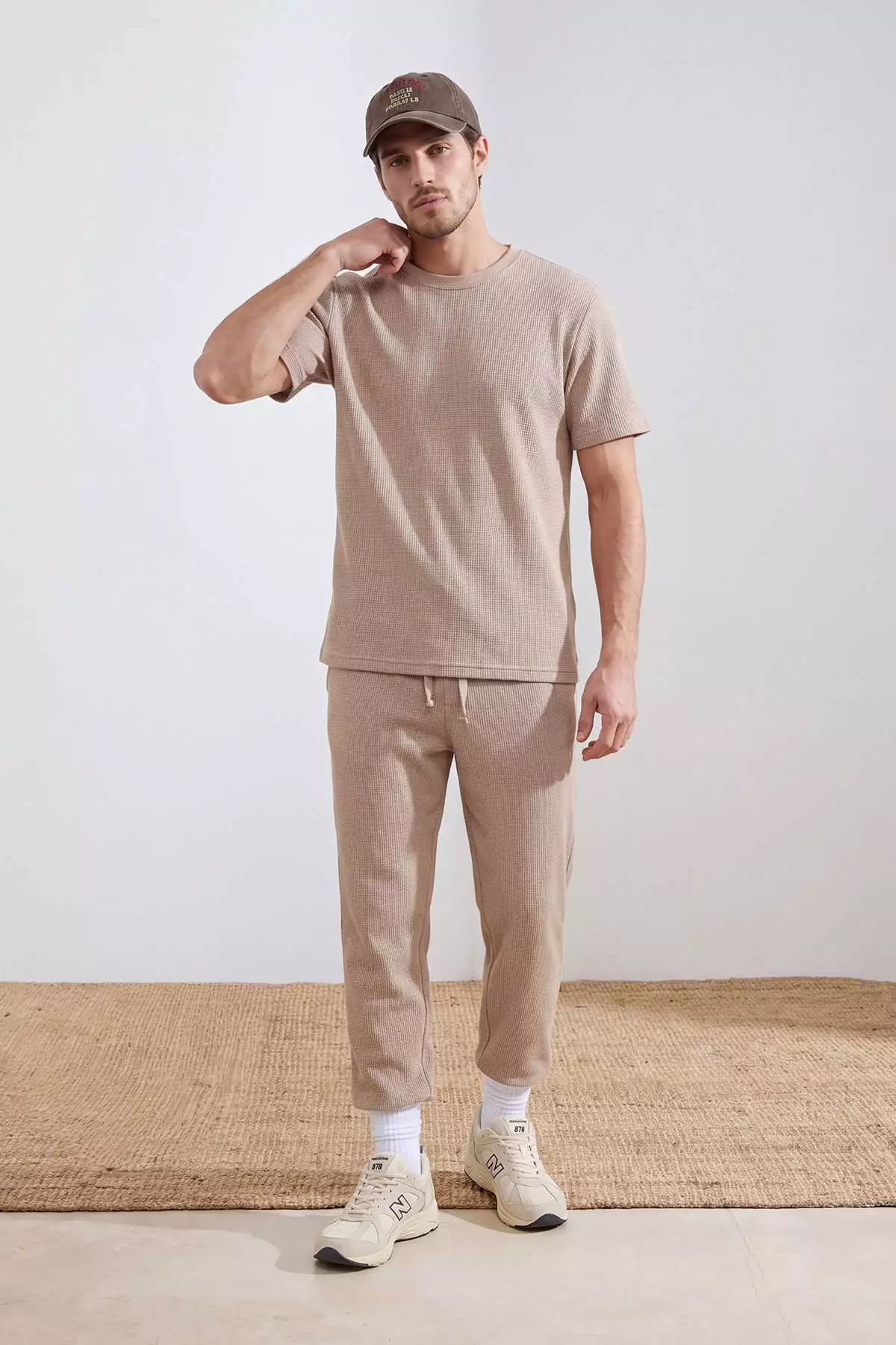Beige Regular Cut 3-Pack Textured Tracksuit Set Tmnss26Em00002