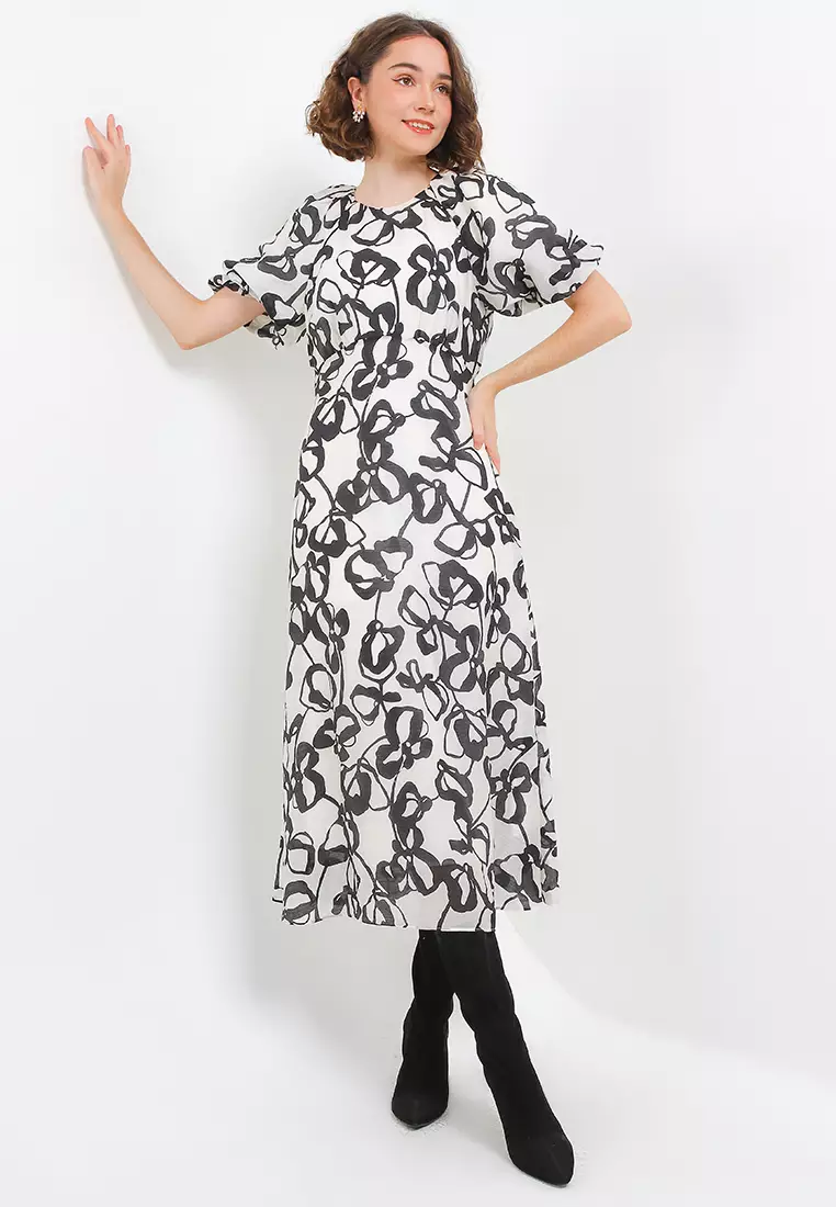 Organza puff Sleeve Dress