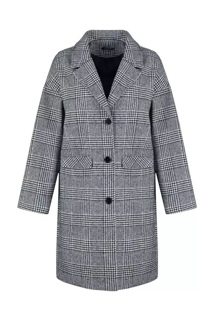 Checkered clearance long jacket