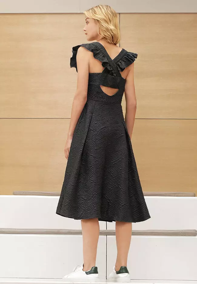 Square Neck Ruffled Detail Dress