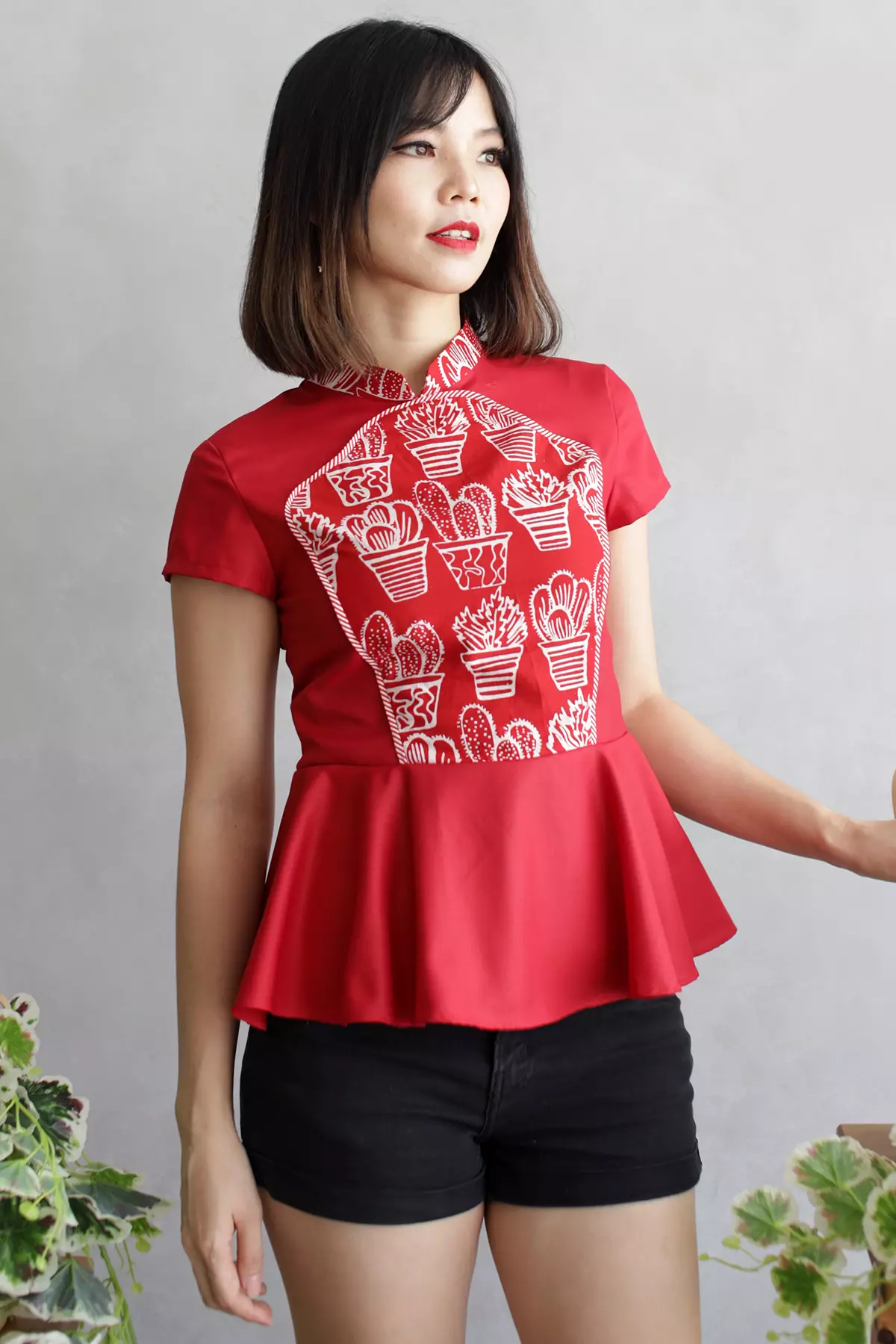 Mahadewi Red Cacti Batik Blouse
