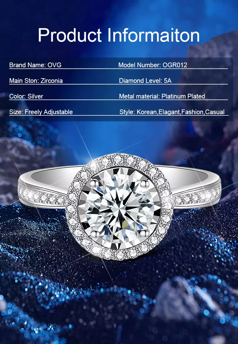 Cincin Wanita Berlapis Platinum Ring Anti Luntur Perhiasan Korea Luxury New Aksesoris Cewek R012