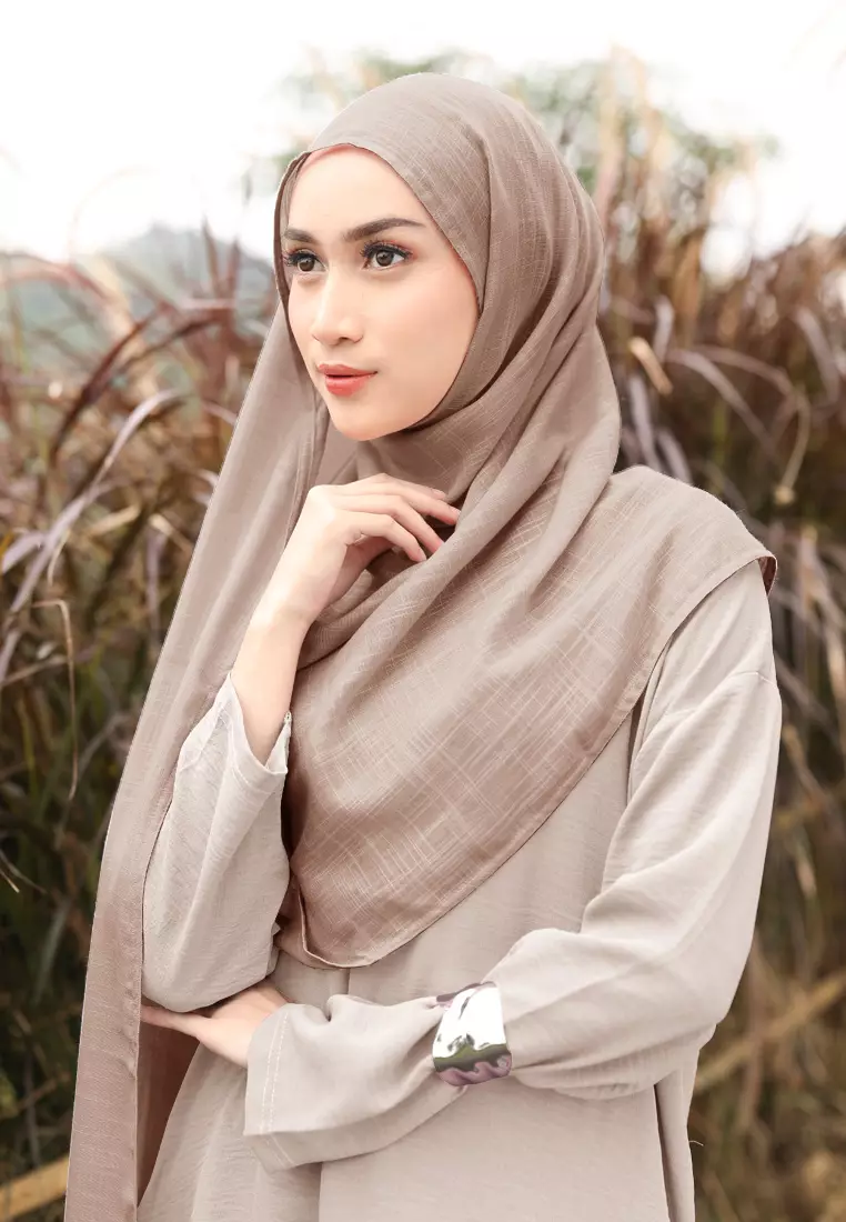 Cotton Bee - Nakeya Shawl | Hijab Pashmina | Viscose Linen - Choco Mocha