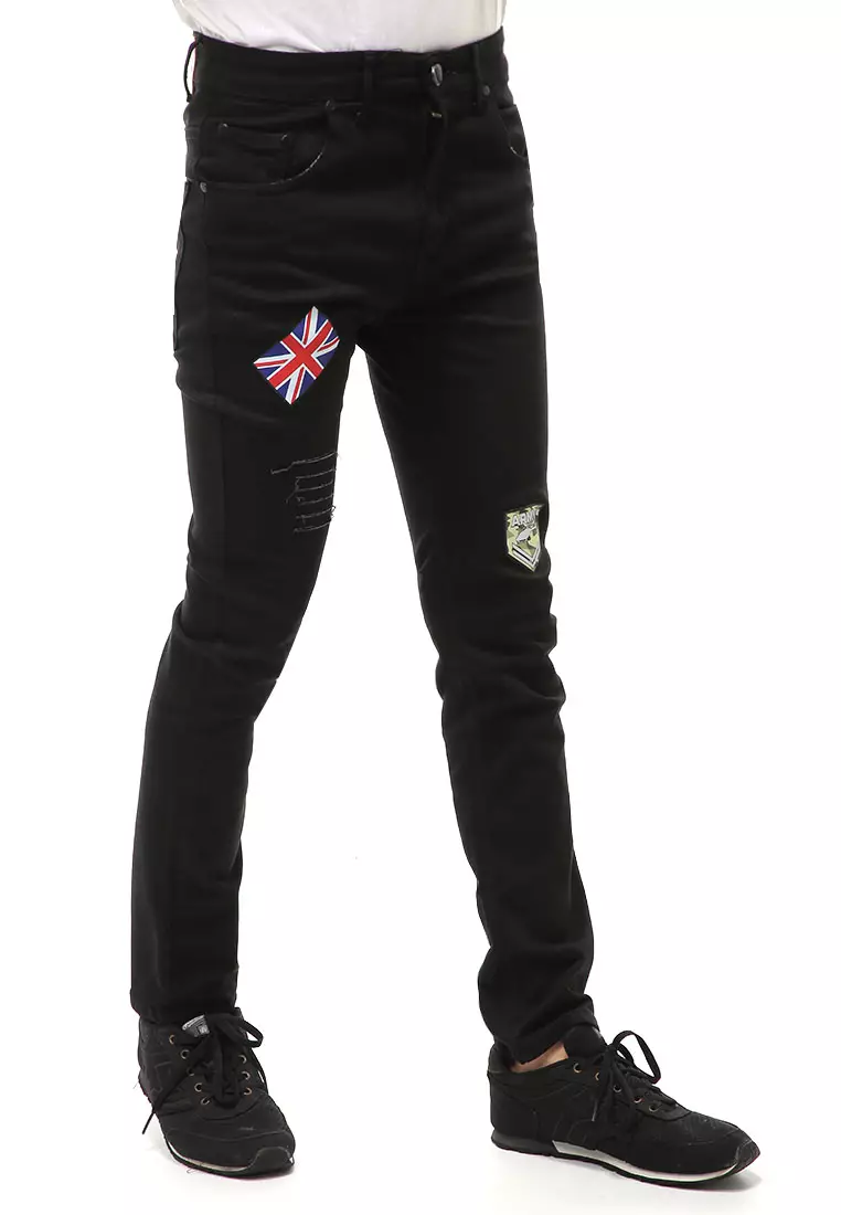 Locko Long Pants Celana Panjang Pria Ripped Jeans Flag Motive Material Denim ORIGINAL