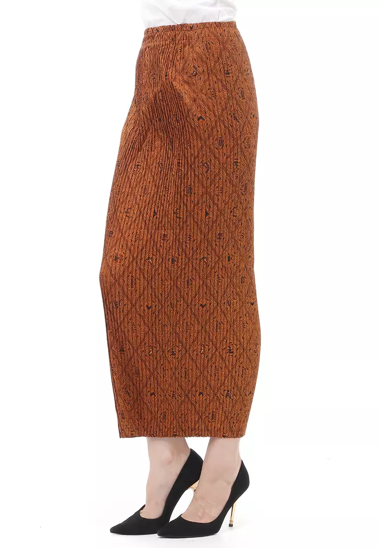Rok Plisket Motif Batik Bawahan Wanita Design Casual - Sidomukti
