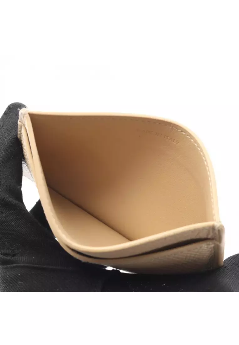 Pre-Loved Celine card holder card case leather beige