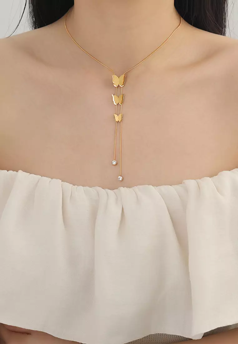 Kalung Wanita Korea Butterfly Style Titanium Anti Pudar Kalung Cewek Original