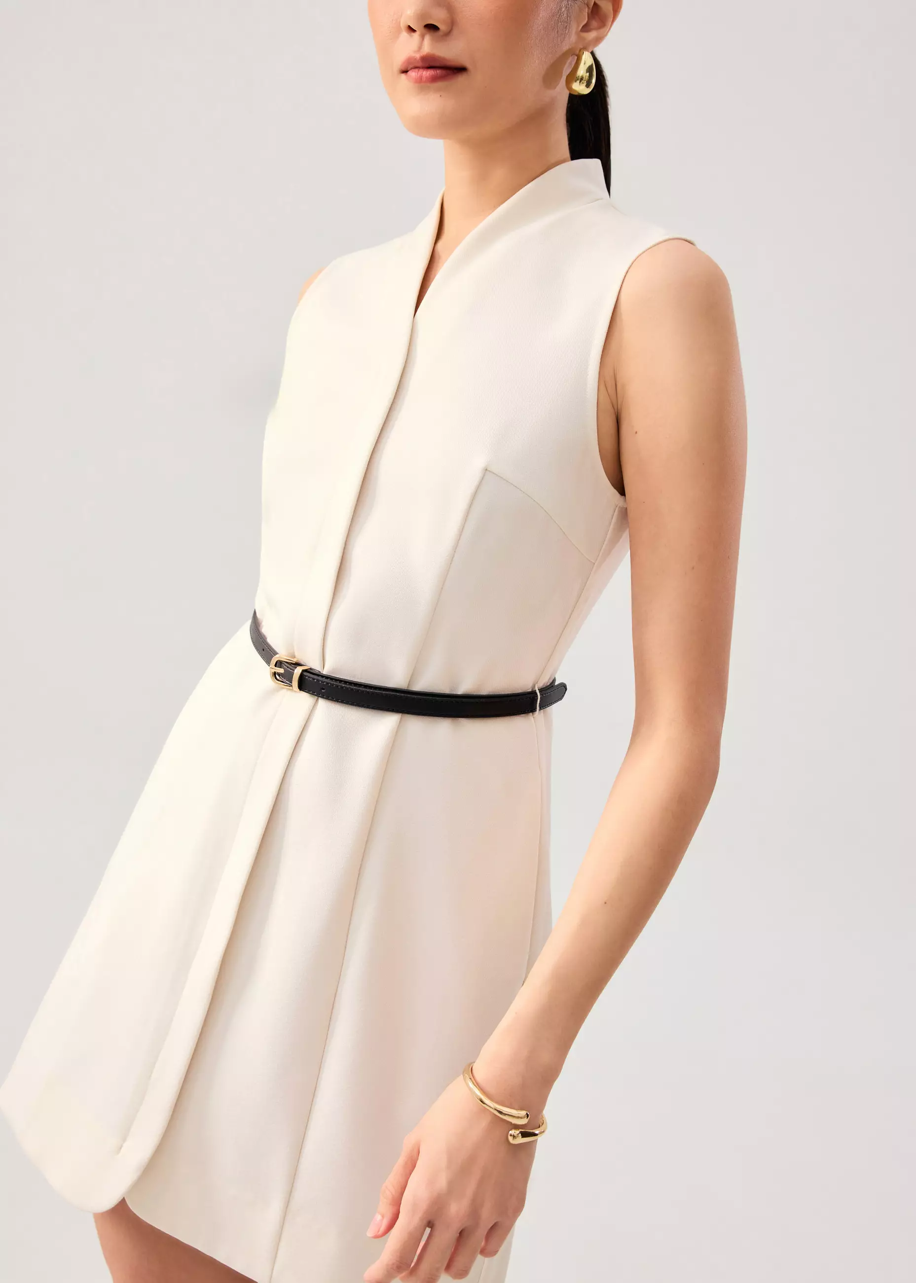 Dress Wanita - Suyin Belted Mandarin Collar Mini Dress
