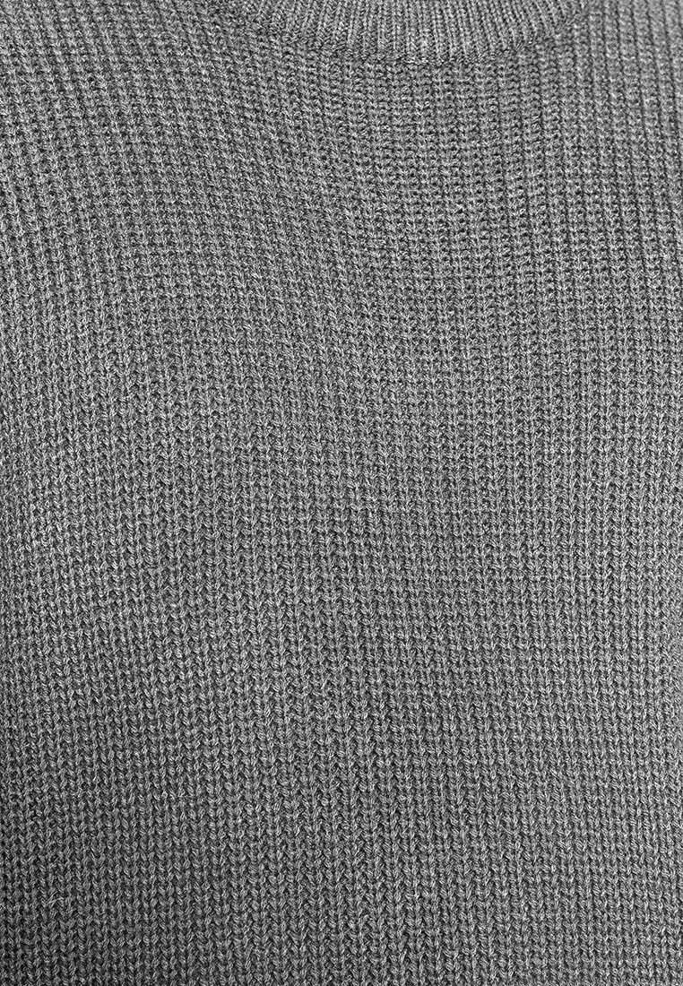 Men's Oversize Gray Knitwear Sweater - Crew Neck, Plus Size Tmnaw24An00001