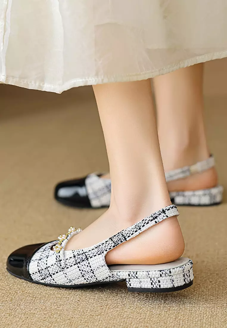 Color-blocked Slingback Mid Heels WW669-1