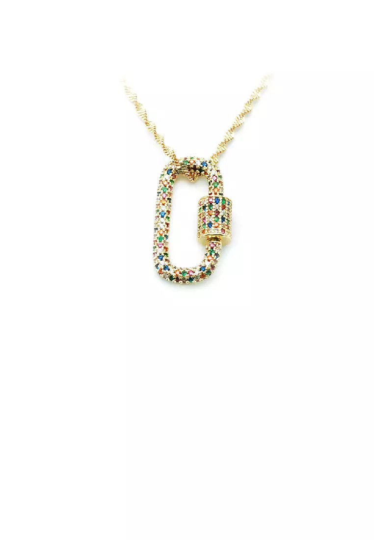 Buy Glamorousky Simple Temperament Plated Gold Lock Pendant with