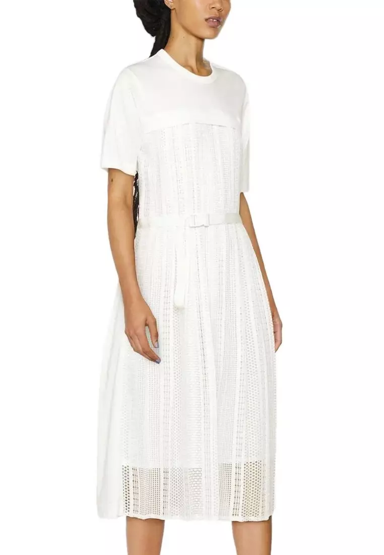 Logo Patch Dress in White
