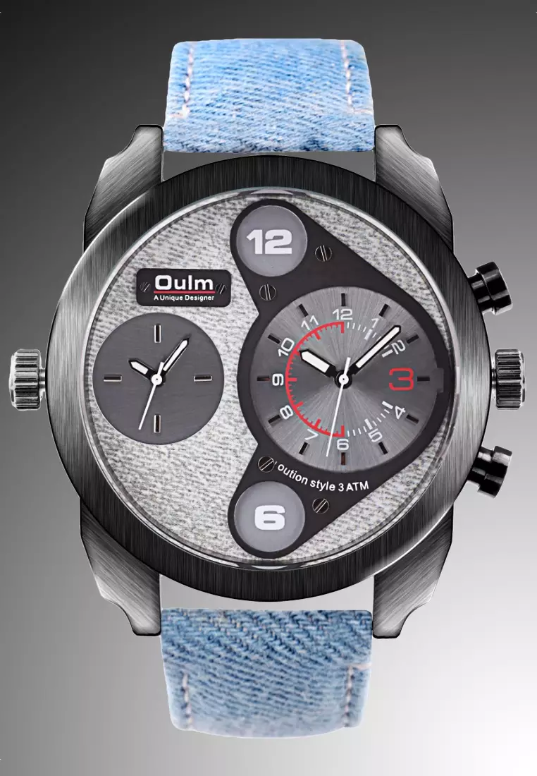Buy OULM Very Large Men's Quartz Watch - 50x50mm - IP Black Steel case ...