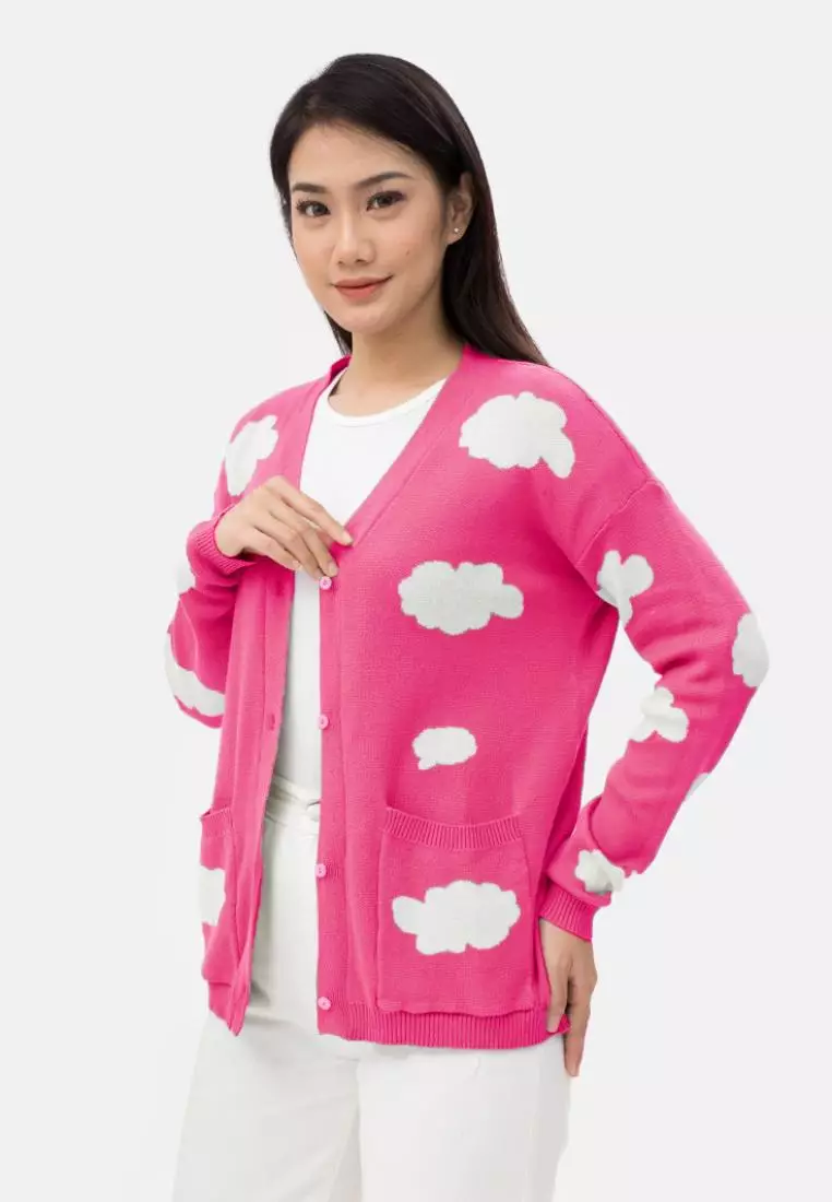 Cloud Knit Cardigan in Fuschia