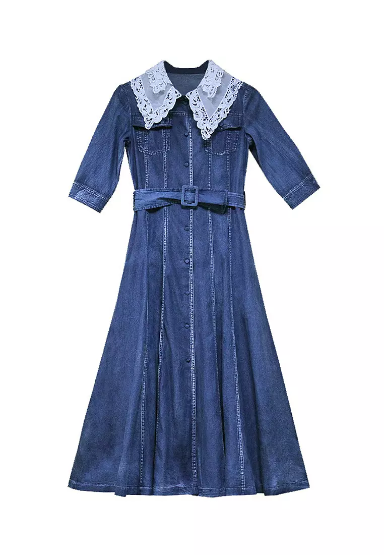 Buy Twenty Eight Shoes VANSA Lace Belt Denim Dress VCW