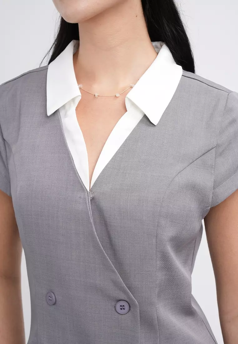 Nina Double-Breasted Collared Sheath Dress