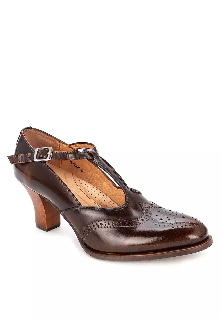 Kylie Brown Brush-off Wingtip T-Strap Heel