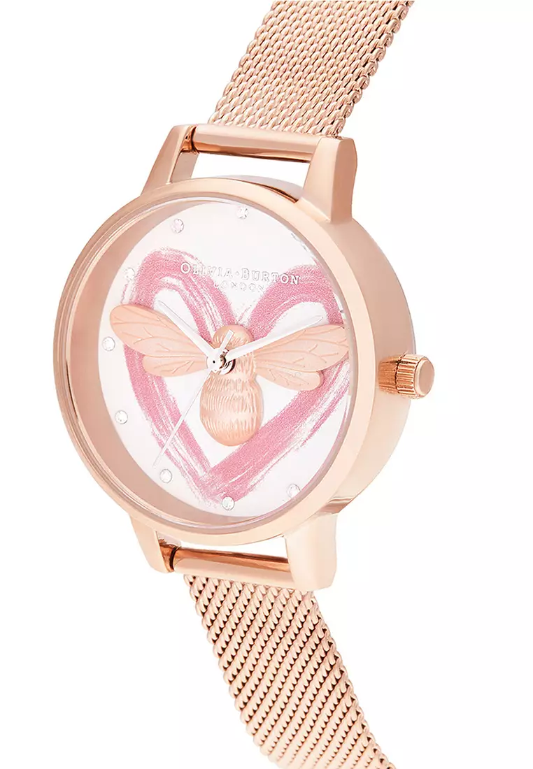 Olivia burton pink outlet and rose gold watch