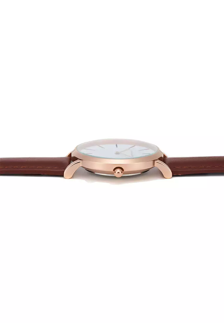 Hue Brown 36 Women Leather Wrist Watch