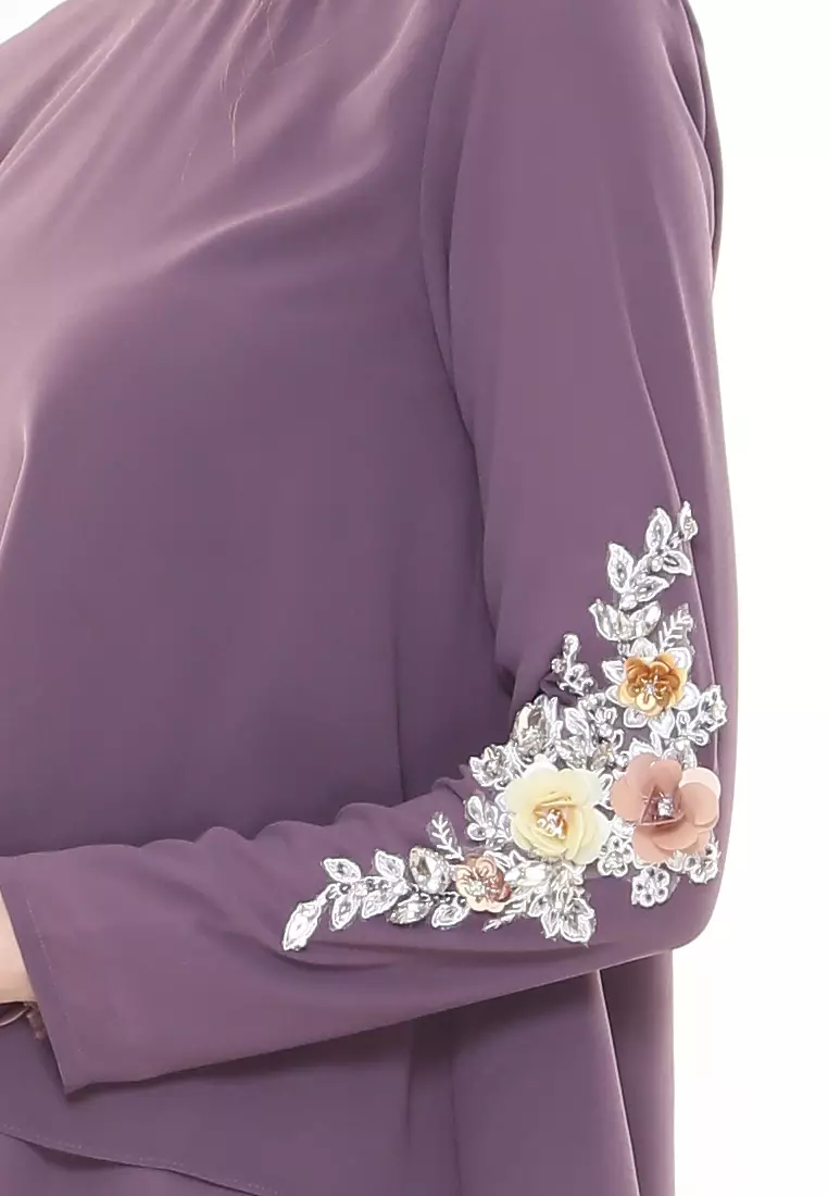 Gloria Kurung Kedah Modern in Dusty Purple